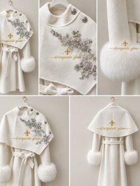 💎Luxury Wedding Jacket Coat Real Fur Couture Stylish Glamour Stroller Vest Cape
